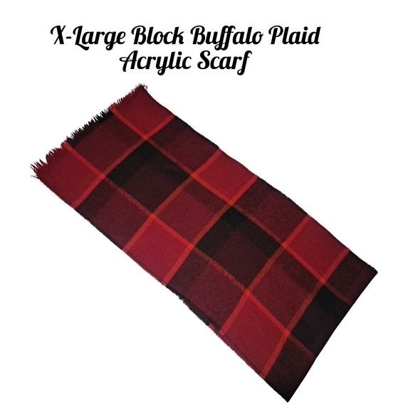 Buffalo Plaid Acrylic Scarf - Red and Black X-Large Block - Picture 2 of 7